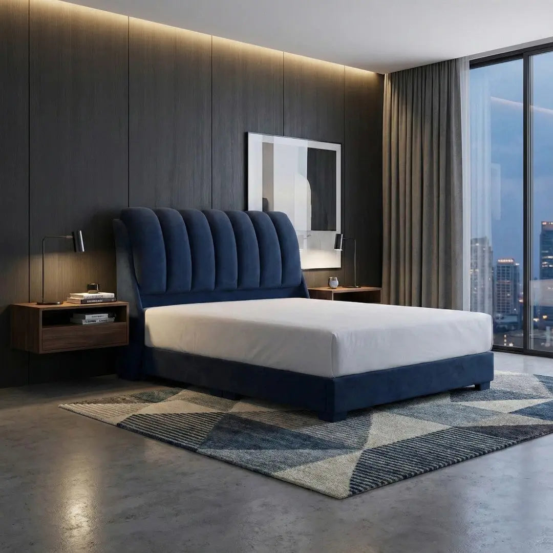 Amora Luxury Divan Bed Frame | Modern Channel Tufted Headboard Grandeur Furnishings