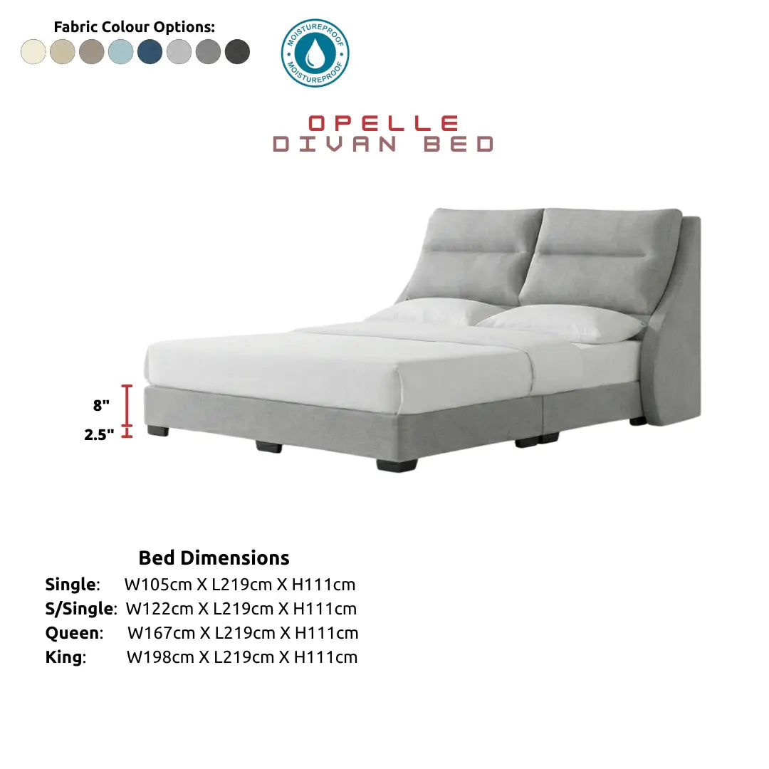 Opelle Fabric Bed Frame with Cushioned Headboard Grandeur Furnishings