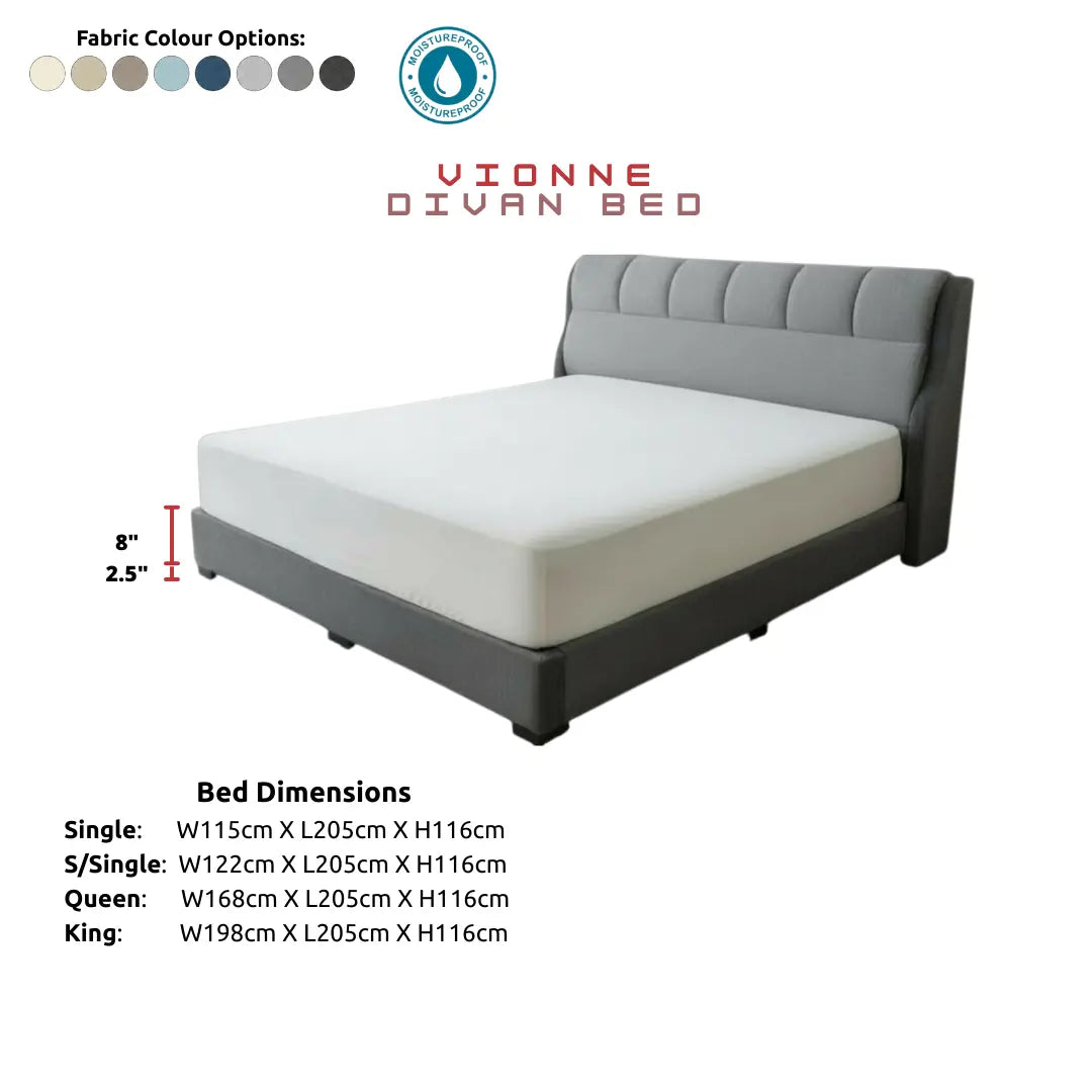 Olera Divan Bed Frame - Luxury Cushioned Headboard with Wing Design Grandeur Furnishings