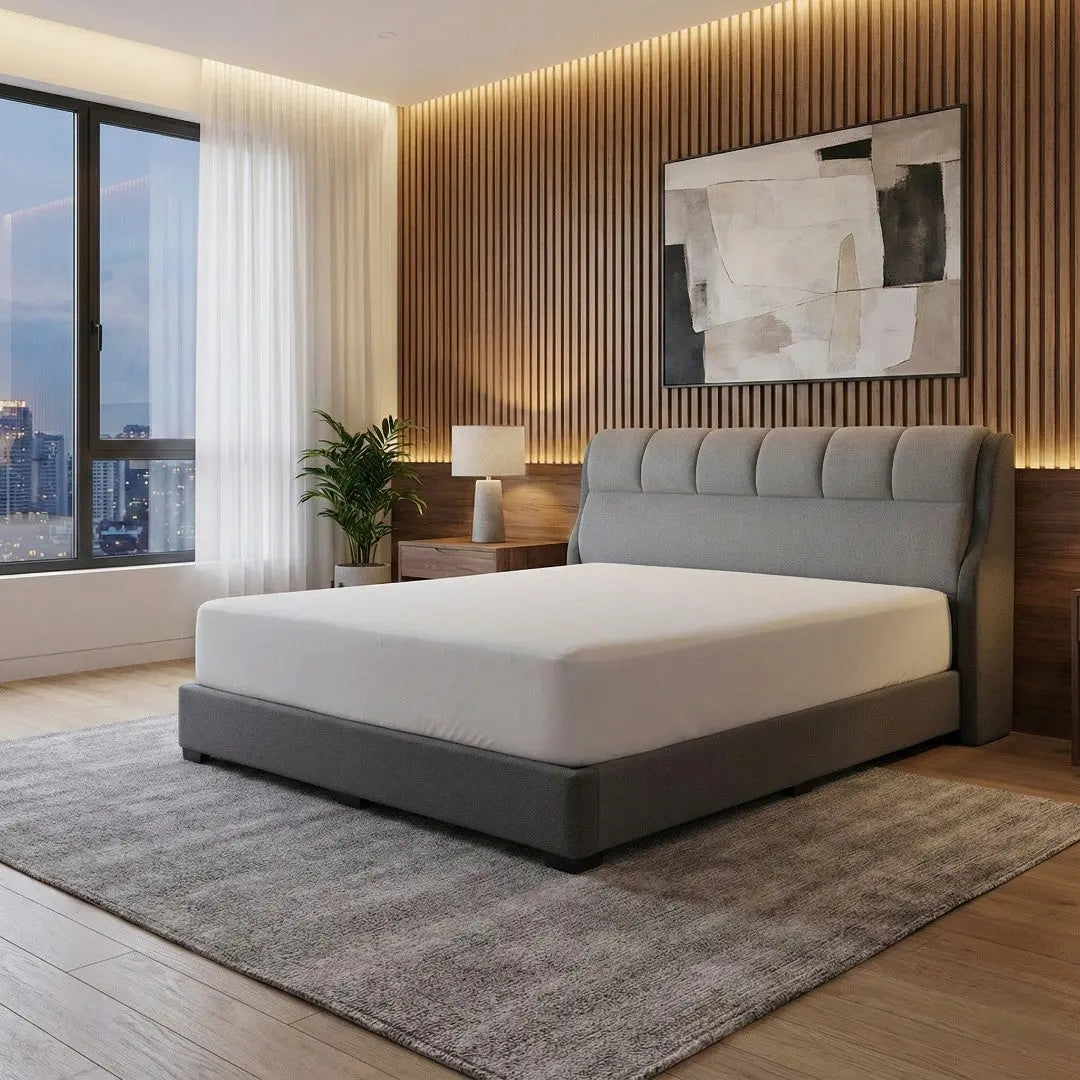 Olera Divan Bed Frame - Luxury Cushioned Headboard with Wing Design Grandeur Furnishings