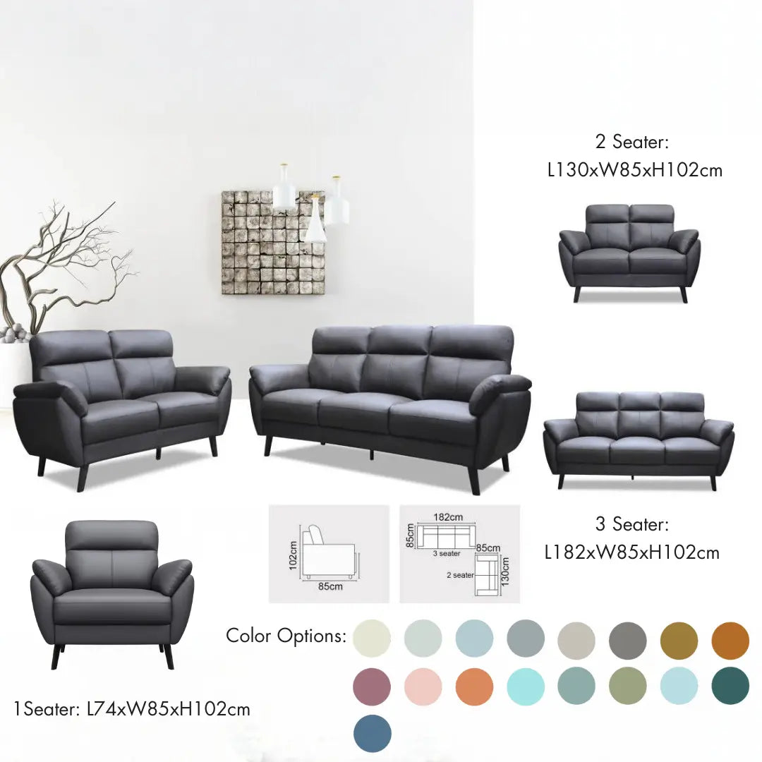 Modern PU Leather Fabric Sofa Set | 3-Seater, 2-Seater & Armchair Grandeur Furnishings