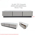 Grey Marquis TV console with drawer inset and dimensions