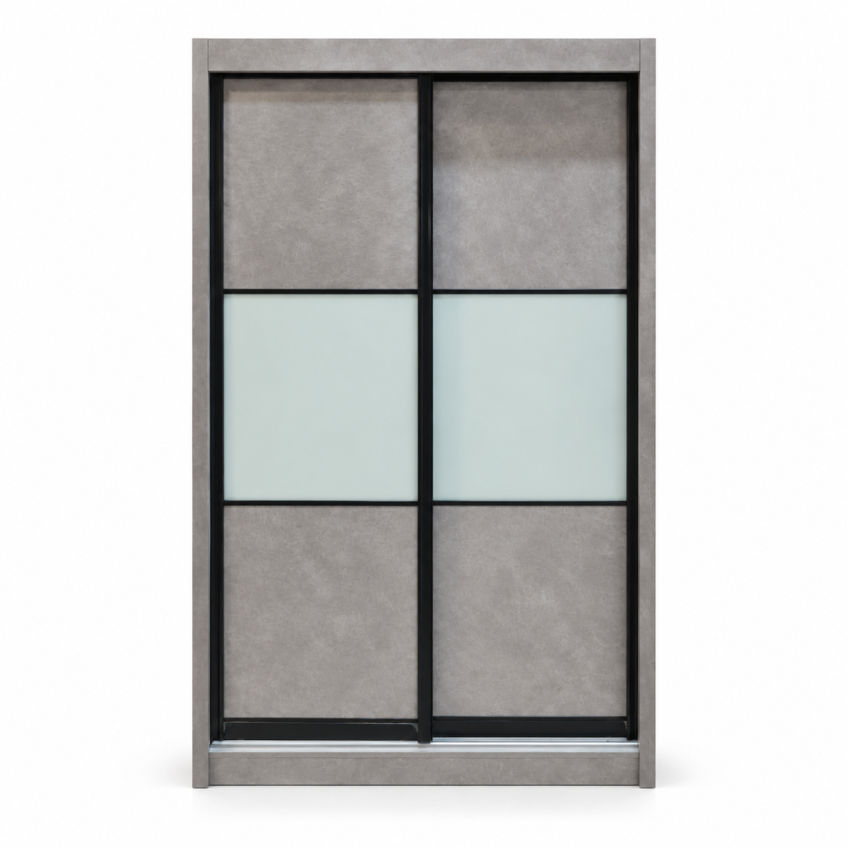Front view of Alden grey two-door sliding wardrobe
