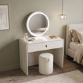 White Belle dressing table and stool in a bright bedroom