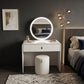 BELLE Modern White Dressing Table Set with LED Mirror & Stool Grandeur Furnishings
