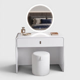 BELLE Modern White Dressing Table Set with LED Mirror & Stool Grandeur Furnishings