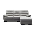Grey L-shaped sofa with right chaise, front view