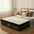 Céleste Stellar mattress on a wooden bed frame beside a window