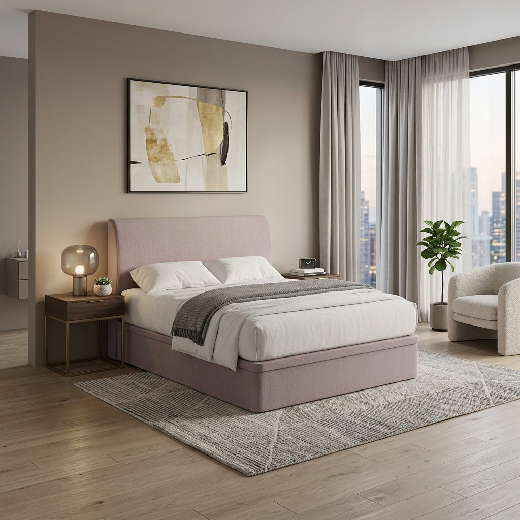 Modern Upholstered Microfiber Storage Bed Frame  – Single, Super Single, Queen & King | Pet-Friendly Grandeur Furnishings