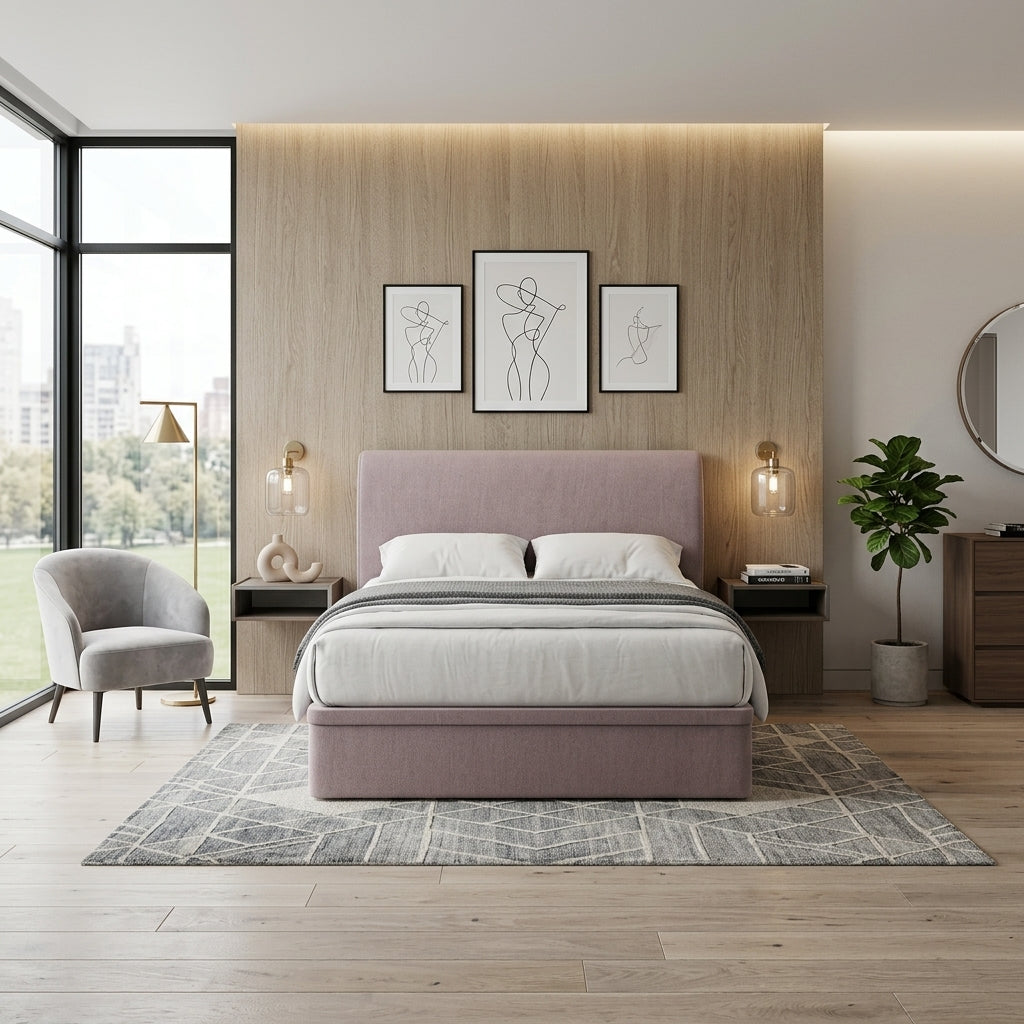 Modern Upholstered Microfiber Storage Bed Frame  – Single, Super Single, Queen & King | Pet-Friendly Grandeur Furnishings