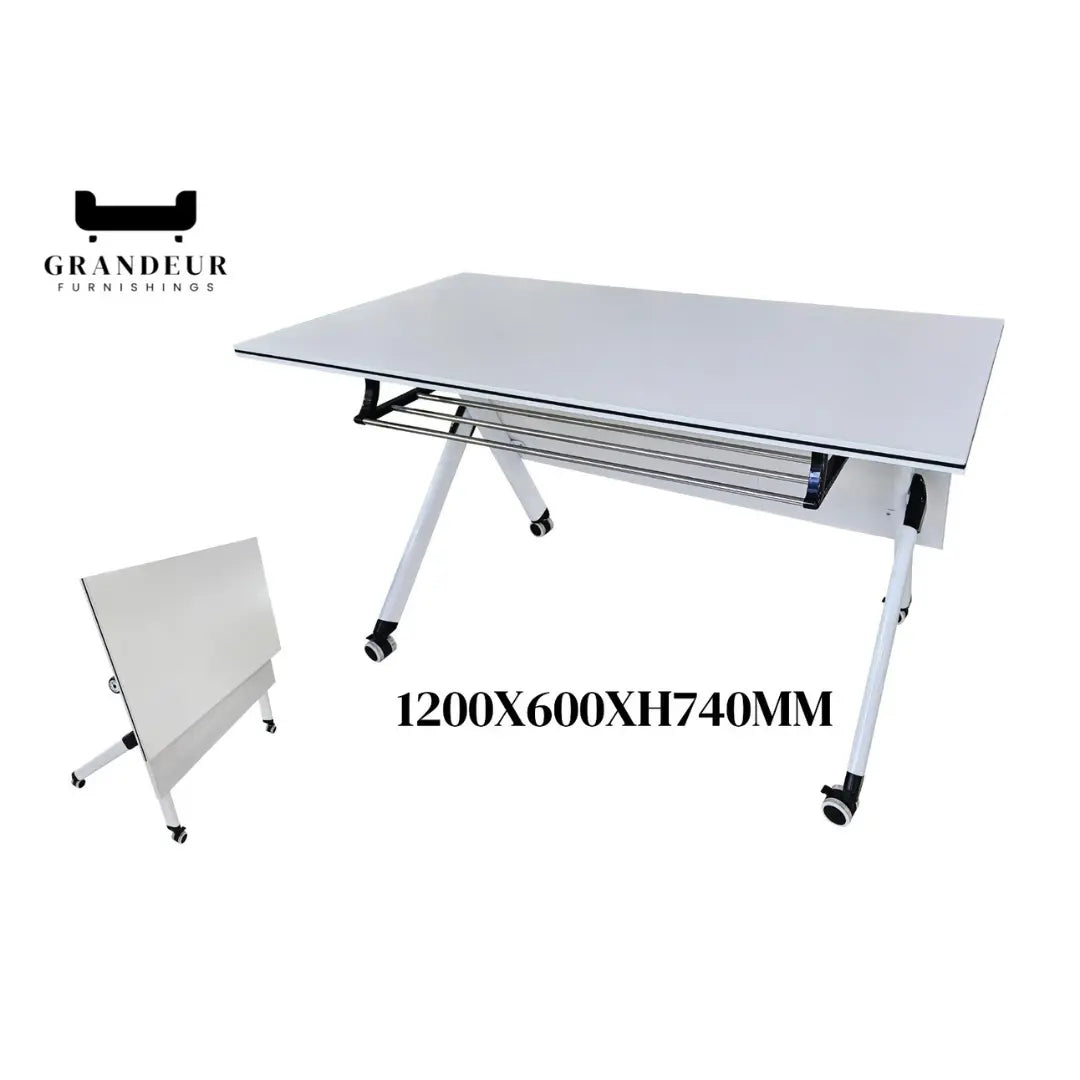 Foldable Study Table with Wheels Grandeur Furnishings