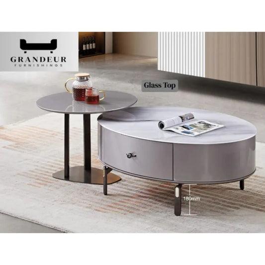 Glass-Top Coffee Table with Sleek Oval Design Grandeur Furnishings