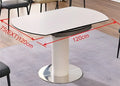 White pedestal dining tabletop with extension dimensions