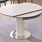 Modern Round Extendable Sintered Stone Top Dining Table Set with Sleek Chairs 1+6 Grandeur Furnishings
