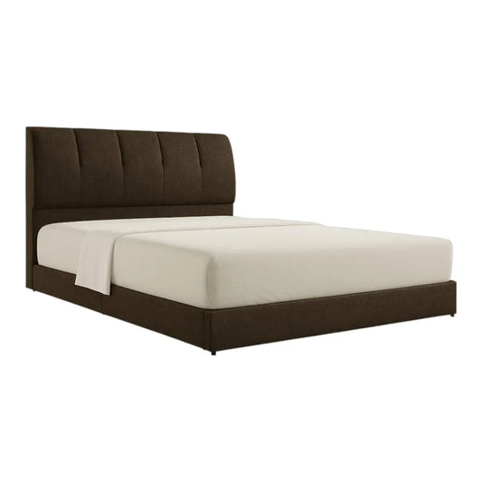 Meridian Fabric Upholstered Bed | Contemporary Vertical Stitch Headboard | Sturdy 8-Inch Divan Base Grandeur Furnishings
