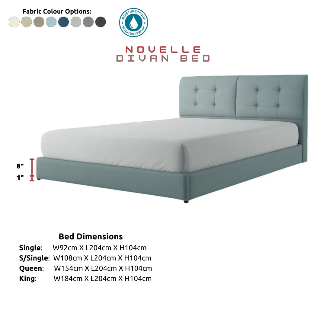 Novelle Fabric Bed Frame with Grid Tufted Dual Panel Grandeur Furnishings