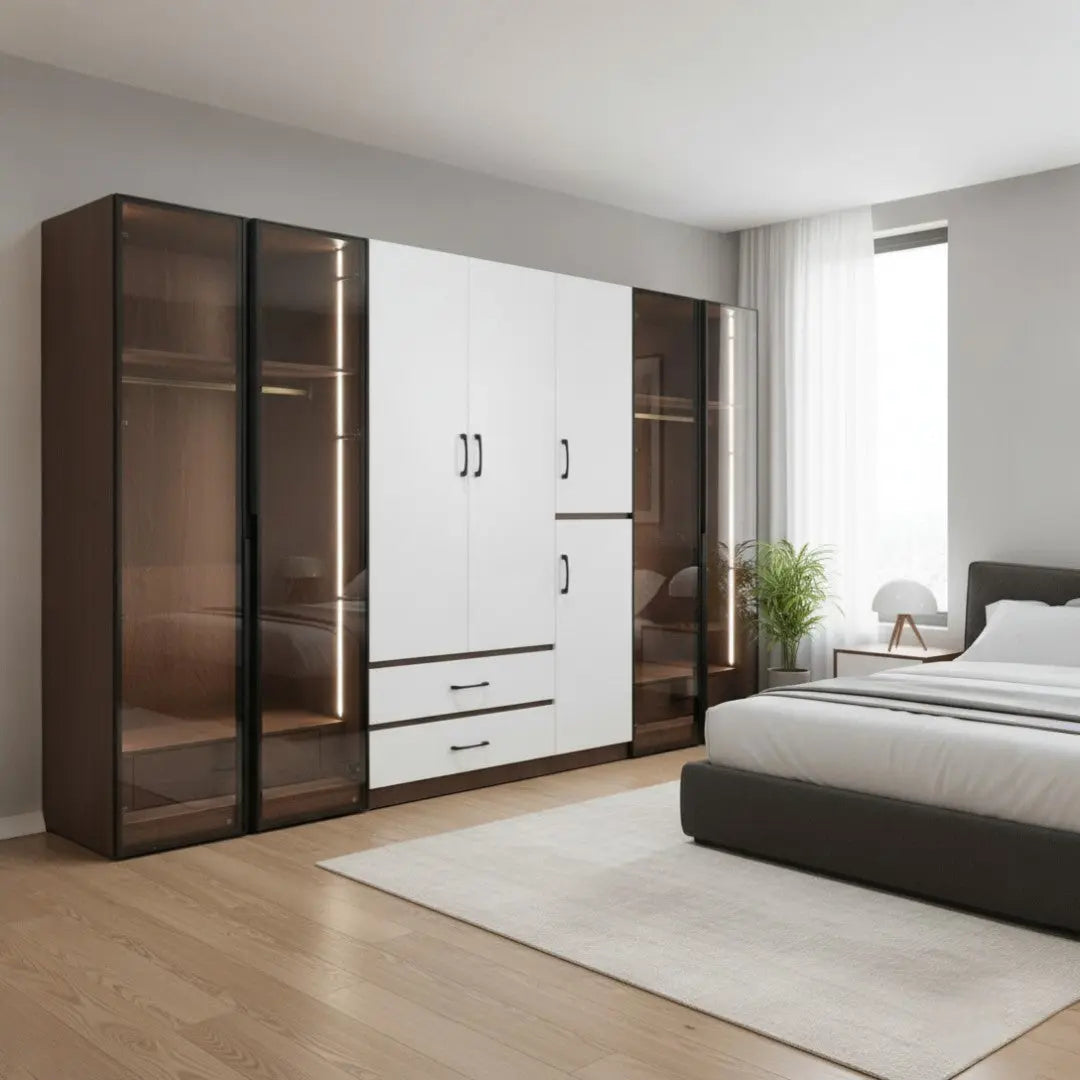 Premium Wardrobe Collection with LED Lights Grandeur Furnishings