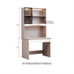 Modern Study Desk | Computer Workstation with Glass Cabinet, Bookshelves & 2 Drawers Grandeur Furnishings