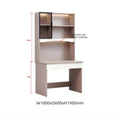 Beige study desk with upper shelves and dimensions