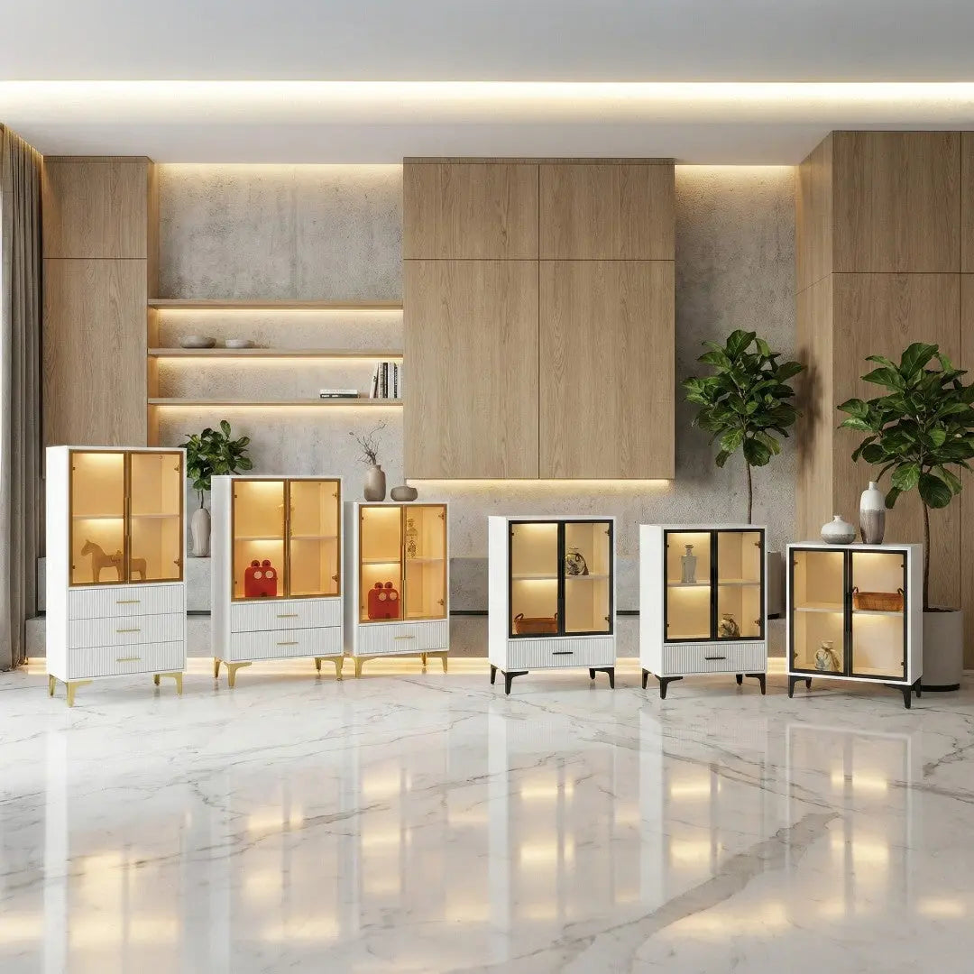 Elegant Glass Side Cabinet – Available in Four Sizes Grandeur Furnishings