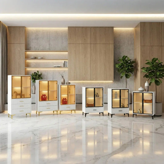 Elegant Glass Side Cabinet – Available in Four Sizes Grandeur Furnishings