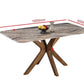 Elegant Marble Dining Table Set with Ash Wood Base & Armchairs 1+4 Grandeur Furnishings