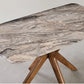 Elegant Marble Dining Table Set with Ash Wood Base & Armchairs 1+4 Grandeur Furnishings