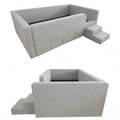 Grey enclosed daybed frame with steps shown on either side