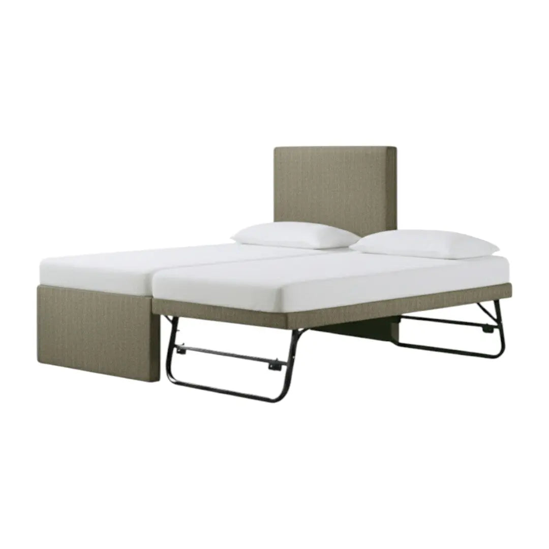 Velano Pull Out Fabric Bed Frame 3-in-1 Space Saving Guest Bed Grandeur Furnishings