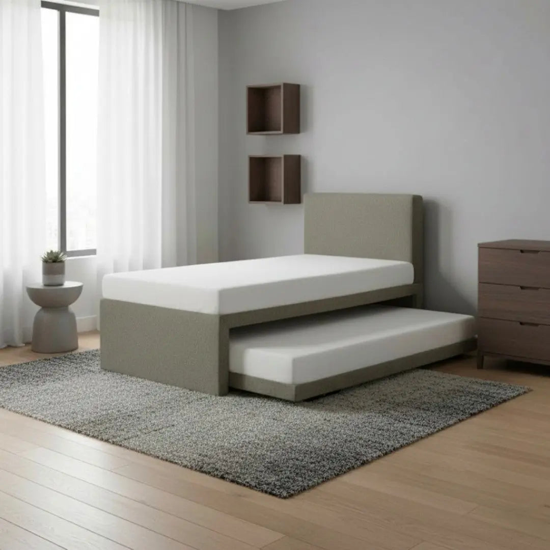Velano Pull Out Fabric Bed Frame 3-in-1 Space Saving Guest Bed Grandeur Furnishings