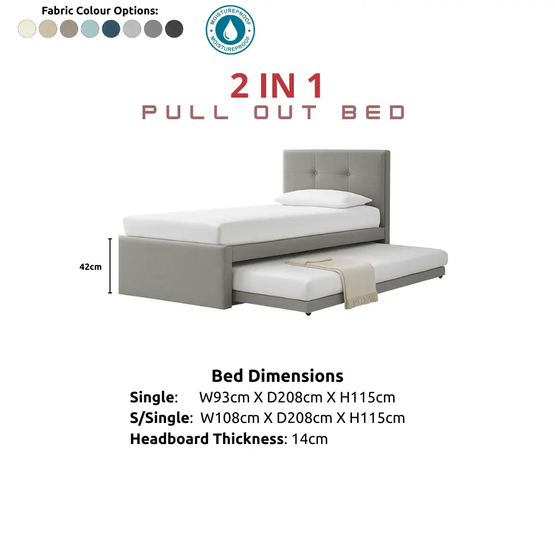 Monti Tufted 2-in-1 Pull Out Bed Frame Grandeur Furnishings