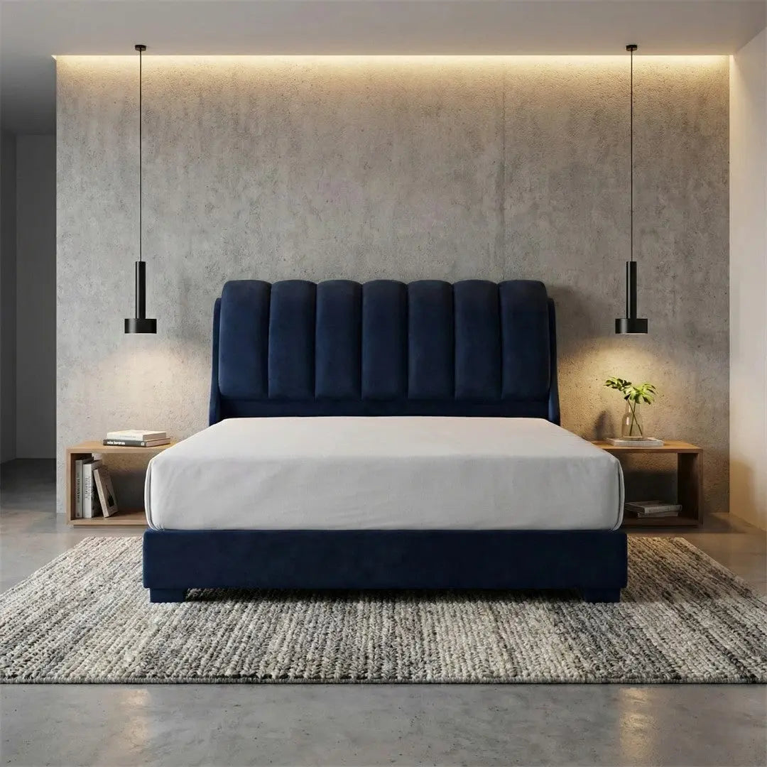 Amora Luxury Divan Bed Frame | Modern Channel Tufted Headboard Grandeur Furnishings