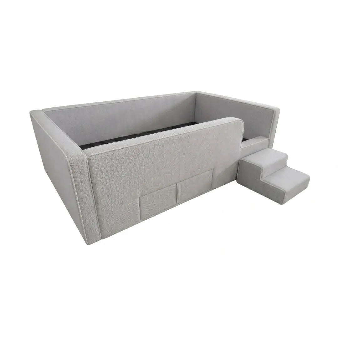 Grey Caelia enclosed daybed frame with upholstered access steps