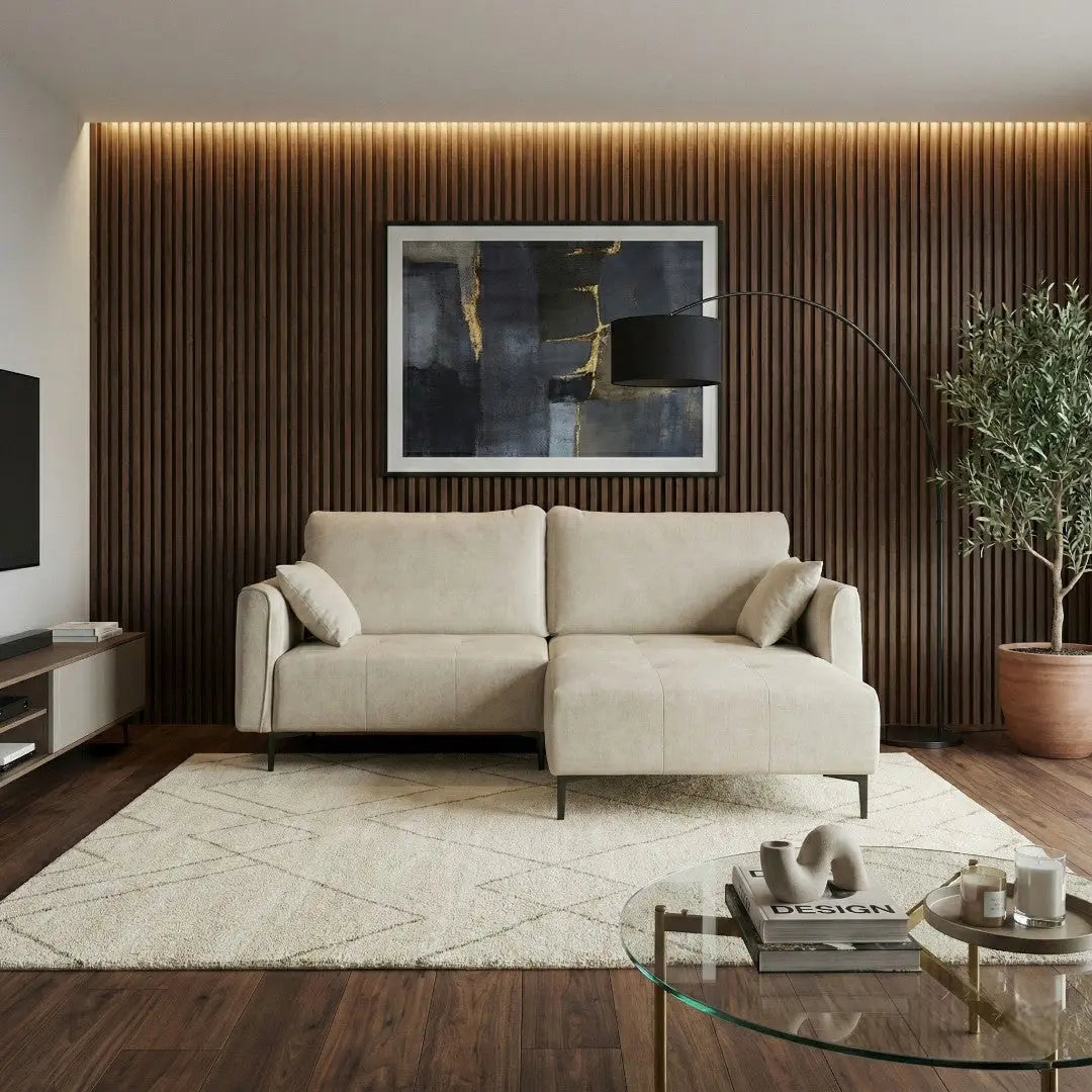 Valentina Modern Sofa with Ottoman | Premium Fabric 1/2/3 Seater Couch | Nordic Minimalist Living Room Furniture Grandeur Furnishings